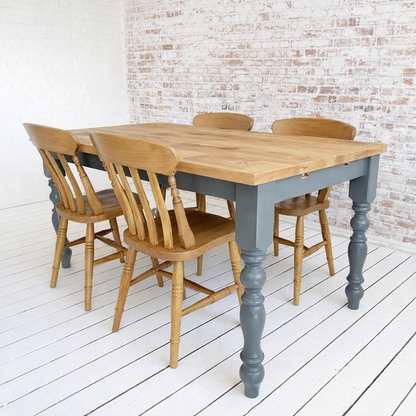 Extending Traditional Rustic Farmhouse Reclaimed Style Pine Kitchen Dining Table - Any Size, Any Colour!