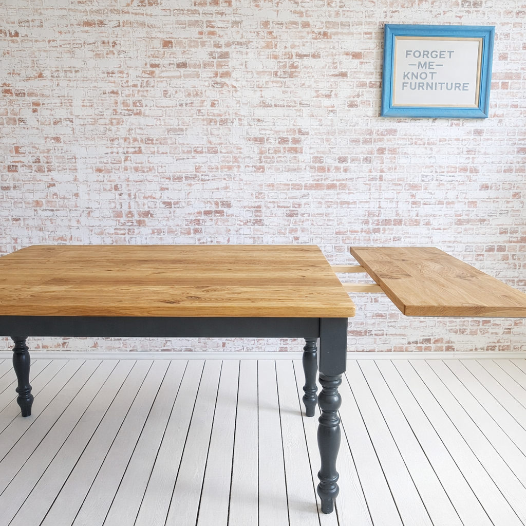 Extending Traditional Rustic Farmhouse Reclaimed Style Pine Kitchen Dining Table - Any Size, Any Colour!
