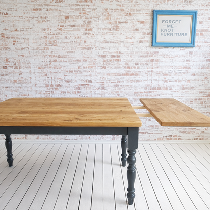 Extending Traditional Rustic Farmhouse Reclaimed Style Pine Kitchen Dining Table - Any Size, Any Colour!