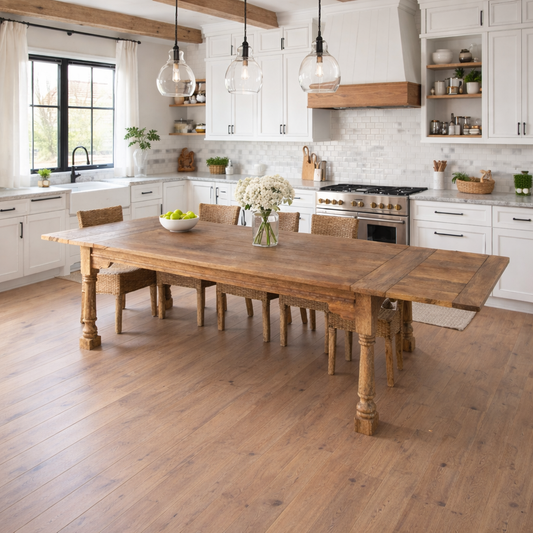 Very Large Extendable Rustic Farmhouse Dining Table Natural Finish - 14-16 Seater - 10ft