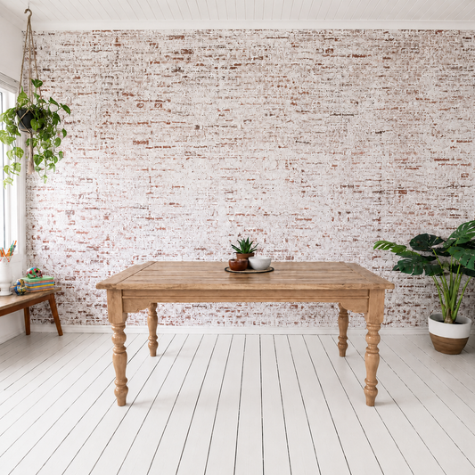 Extendable Farmhouse Dining Table in a Natural Wood Finish