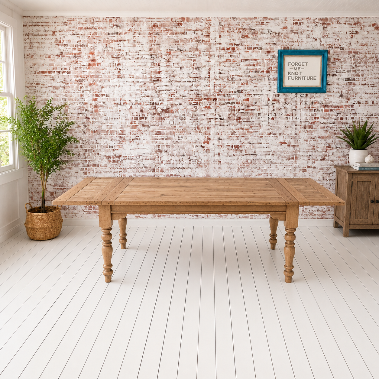 Extendable Farmhouse Dining Table in a Natural Wood Finish