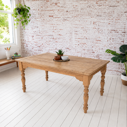 Extendable Farmhouse Dining Table in a Natural Wood Finish