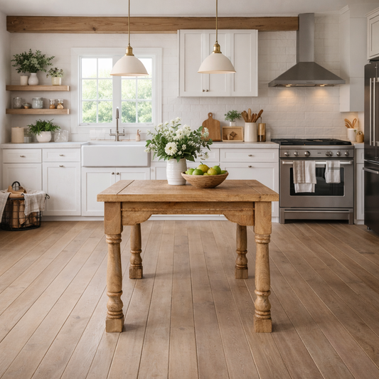 Natural Finish Folding Extendable Rustic Farmhouse Dining Table