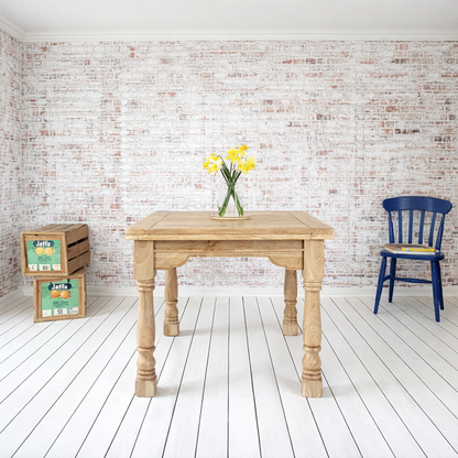 Natural Finish Folding Extendable Rustic Farmhouse Dining Table