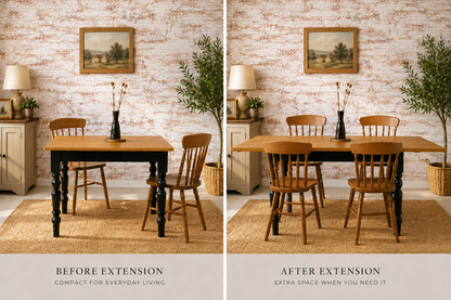 Extending Oak Farmhouse Dining Table - All Sizes - Any Farrow & Ball Colour