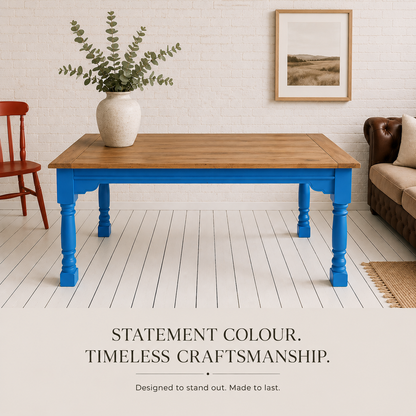 Painted Finish Large Extendable Dining Table Rustic Farmhouse Style - Any Farrow & Ball Colour!