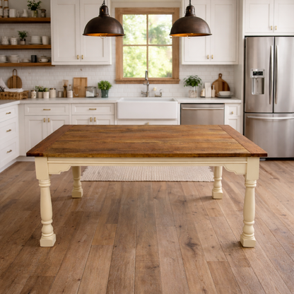 Painted Finish Large Extendable Dining Table Rustic Farmhouse Style - Any Farrow & Ball Colour!
