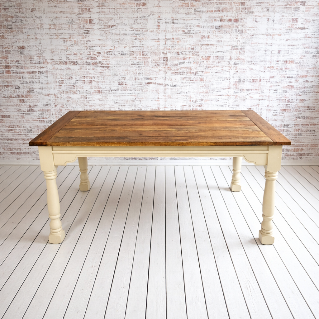 Painted Finish Large Extendable Dining Table Rustic Farmhouse Style - Any Farrow & Ball Colour!