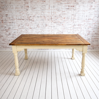 Painted Finish Large Extendable Dining Table Rustic Farmhouse Style - Any Farrow & Ball Colour!