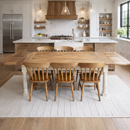 Up to Twelve Seater Rustic Farmhouse Extending Dining Table Set with Antique Chairs