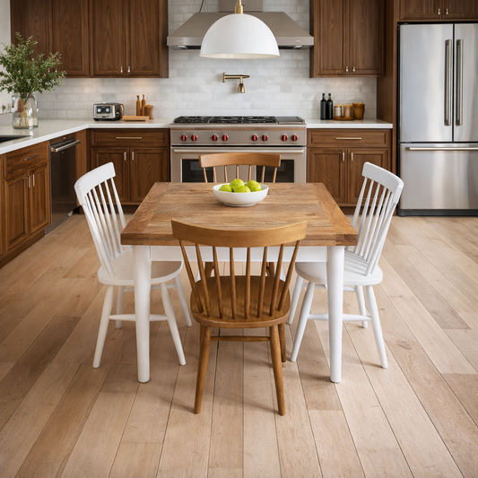 Extendable Mid-Century Folding Dining Table with Contrasting Nordic Chairs Dining Set