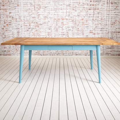 Painted Finish Extending Mid-Century Modern Living Hardwood Dining Table