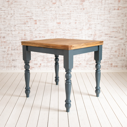 Petite Turned Leg Extending Rustic Farmhouse Kitchen Dining Table Painted Finish
