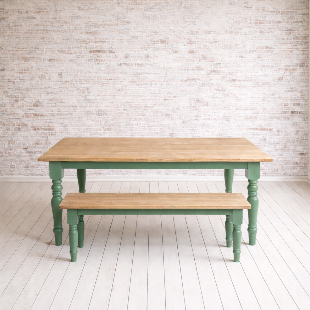 Traditional Oak Dining Table with Bench and Farmhouse Chairs Set