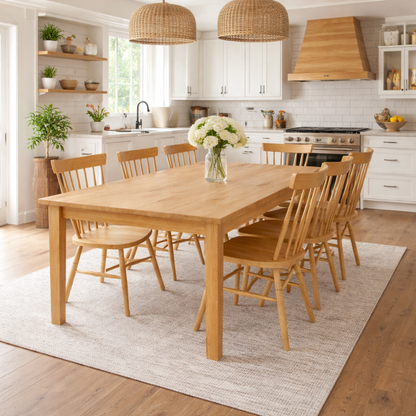 All Oak Square Leg Natural Wood Finish Dining Table