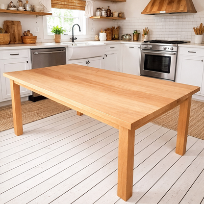 All Oak Square Leg Natural Wood Finish Dining Table