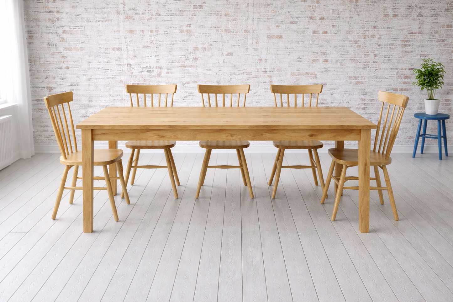 All Oak Square Leg Natural Wood Finish Dining Table