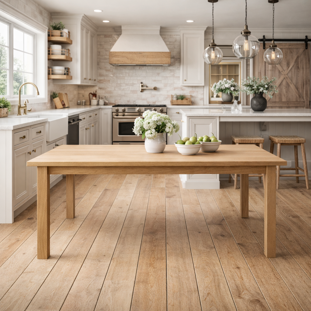 All Oak Square Leg Natural Wood Finish Dining Table