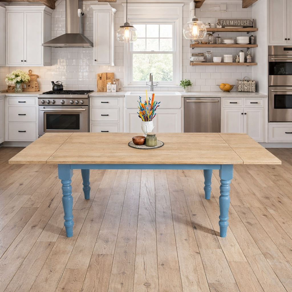 Extending Oak Farmhouse Dining Table - All Sizes - Any Farrow & Ball Colour