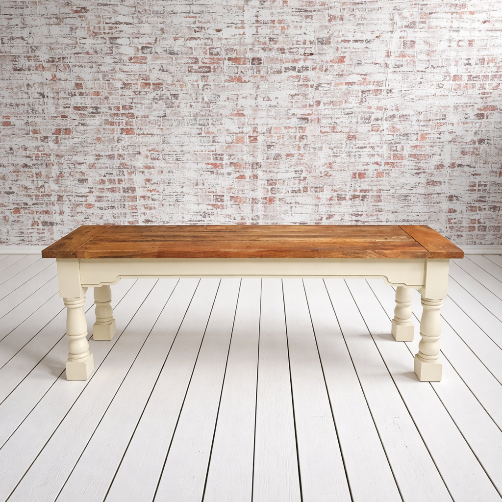 Painted Finish Farmhouse Kitchen Dining Bench with Refectory Turned Legs - Any Farrow & Ball!