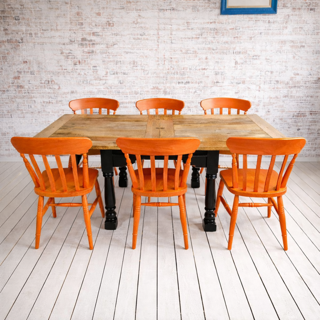 Extending Rustic Farmhouse Painted Dining Table Set - Space Saving, Extendable