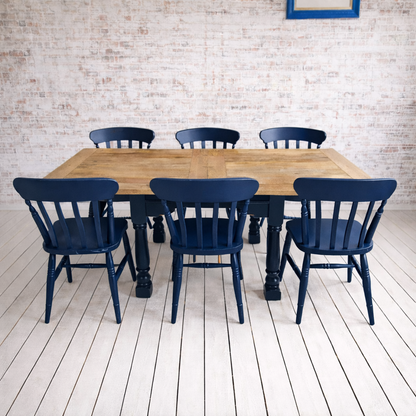 Extending Rustic Farmhouse Painted Dining Table Set - Space Saving, Extendable