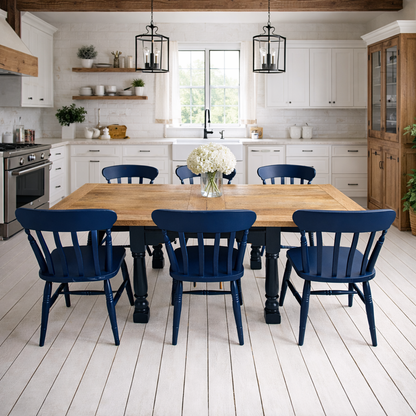 Extending Rustic Farmhouse Painted Dining Table Set - Space Saving, Extendable