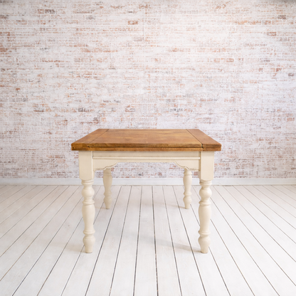 Extending Rustic Farmhouse Traditional Turned Leg Dining Kitchen Table Solid Hardwood - Painted Finish
