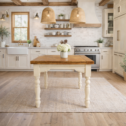 Extending Rustic Farmhouse Traditional Turned Leg Dining Kitchen Table Solid Hardwood - Painted Finish