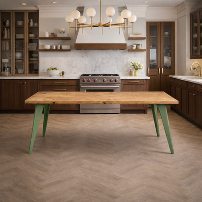 Nordic Tapered Leg Rustic Dining Table Painted Finish