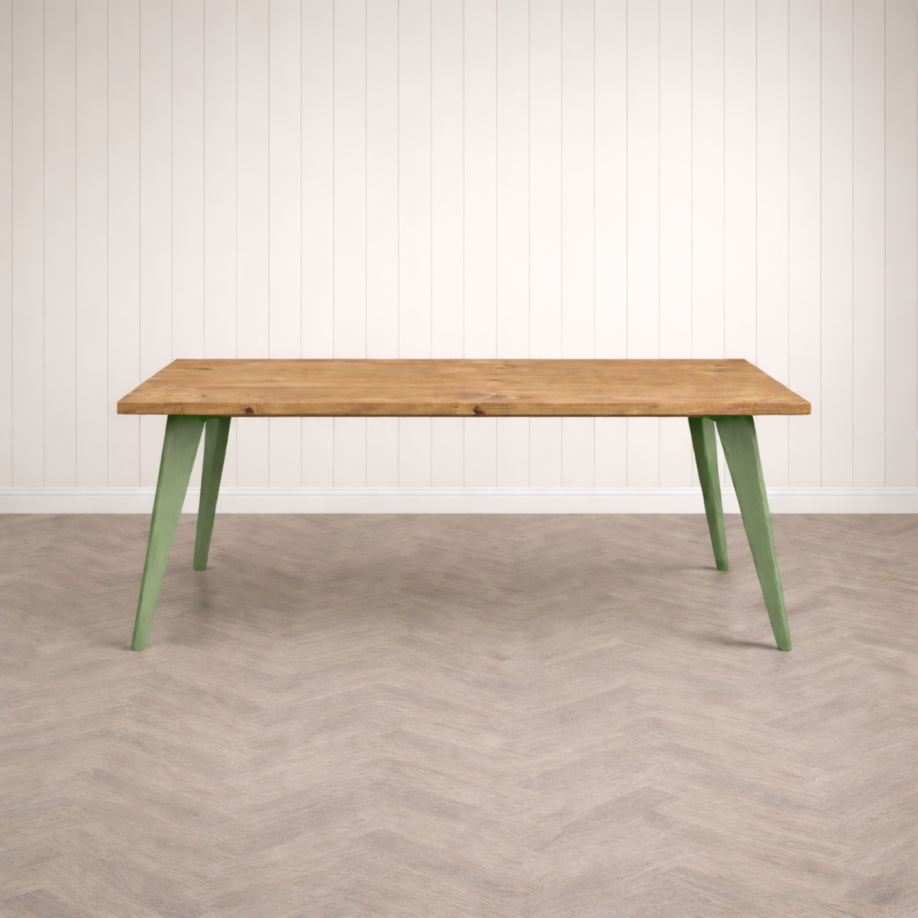 Nordic Tapered Leg Rustic Dining Table Painted Finish