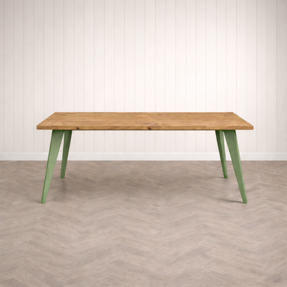 Nordic Tapered Leg Rustic Dining Table Painted Finish