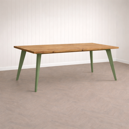 Nordic Tapered Leg Rustic Dining Table Painted Finish