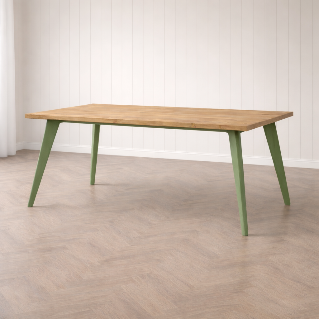 Nordic Tapered Leg Rustic Dining Table Painted Finish
