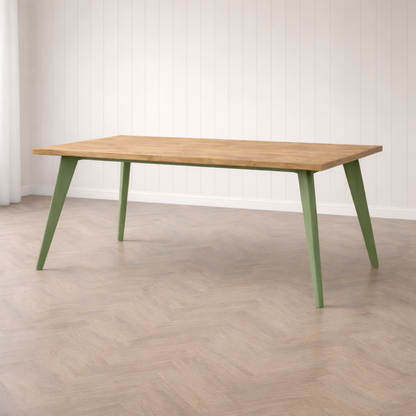 Nordic Tapered Leg Rustic Dining Table Painted Finish