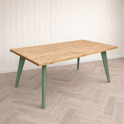Nordic Tapered Leg Rustic Dining Table Painted Finish