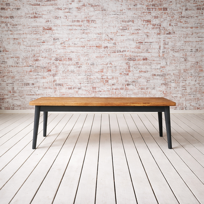 Painted Finish Mid-Century Modern Hardwood Dining Bench