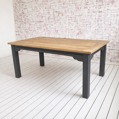 Contemporary Square Leg Extendable Modern Rustic Farmhouse Dining Table Painted Finish