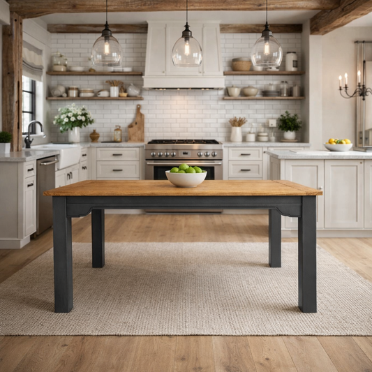 Contemporary Square Leg Extendable Modern Rustic Farmhouse Dining Table Painted Finish