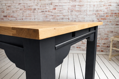 Contemporary Square Leg Extendable Modern Rustic Farmhouse Dining Table Painted Finish
