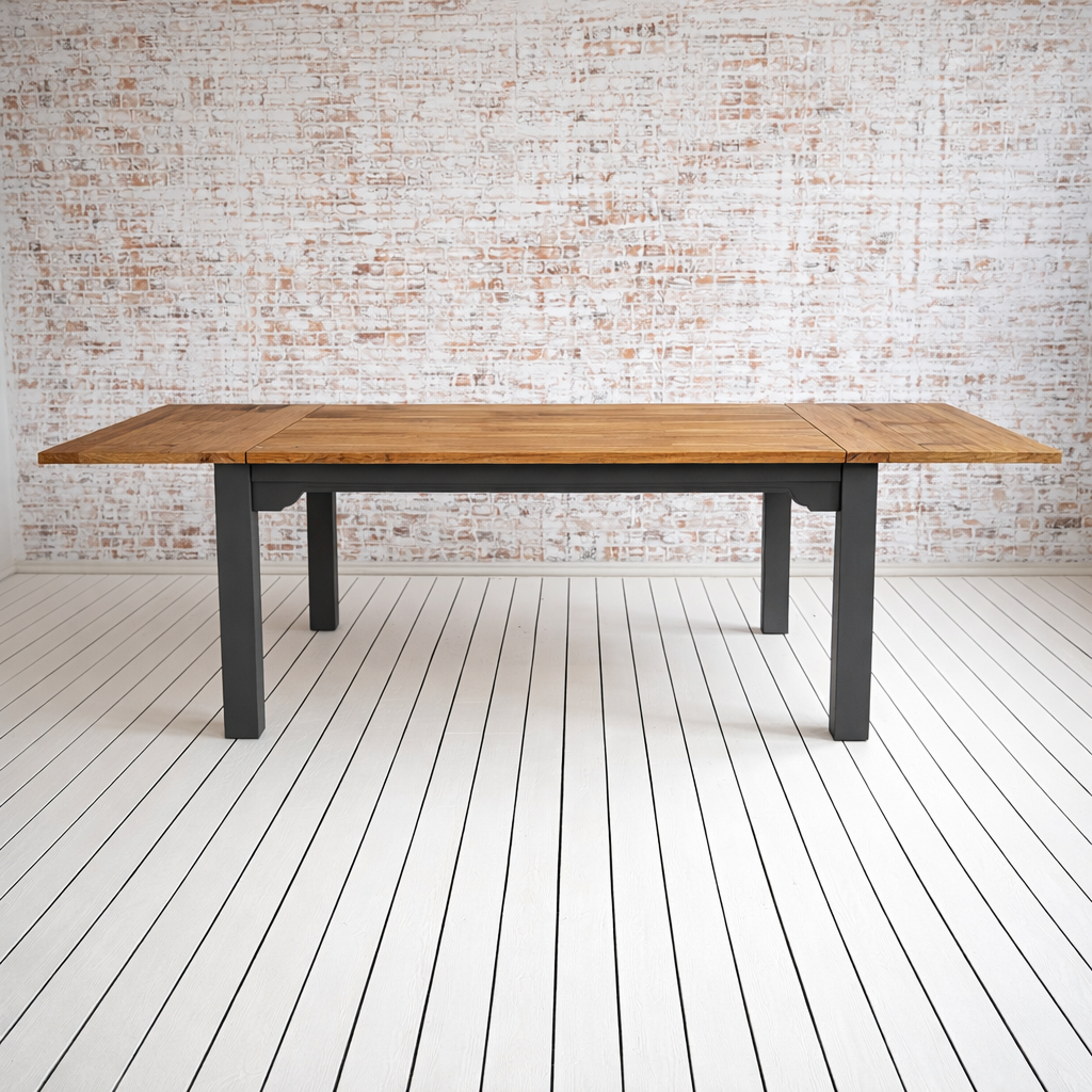 Contemporary Square Leg Extendable Modern Rustic Farmhouse Dining Table Painted Finish