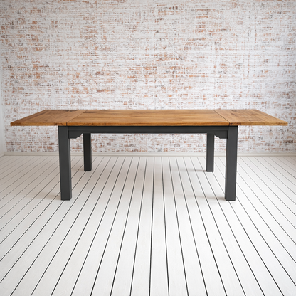 Contemporary Square Leg Extendable Modern Rustic Farmhouse Dining Table Painted Finish