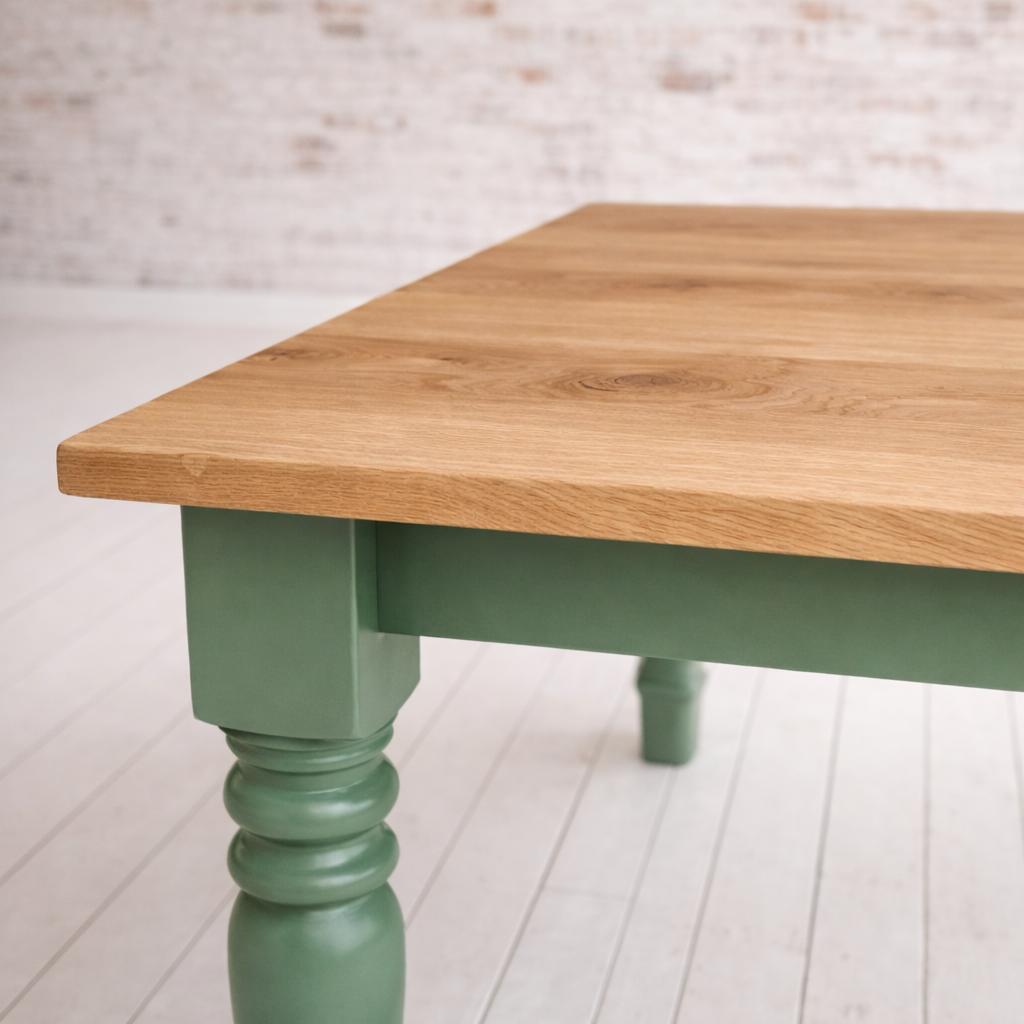 Prime Oak Farmhouse Dining Table Painted Finish