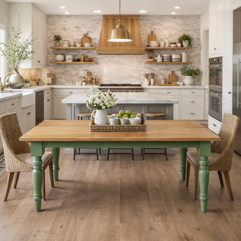 Prime Oak Farmhouse Dining Table Painted Finish