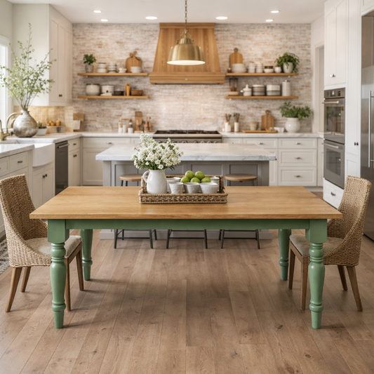 Prime Oak Farmhouse Dining Table Painted Finish