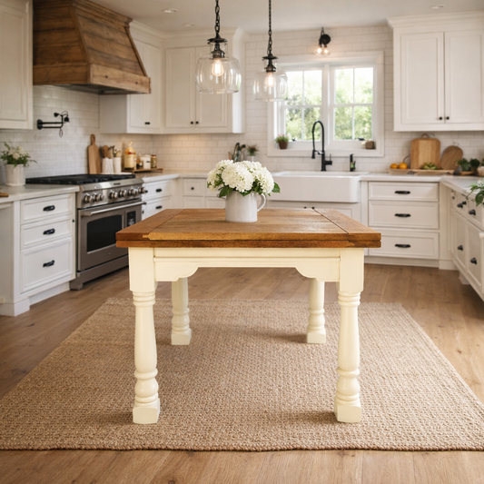 Painted Finish Folding Extendable Rustic Farmhouse Dining Table