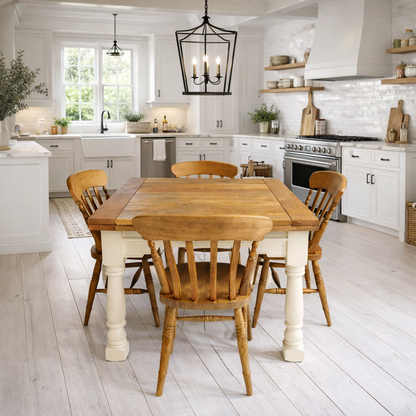 Extending Rustic Farmhouse Dining Table Set - Space Saving, Extendable