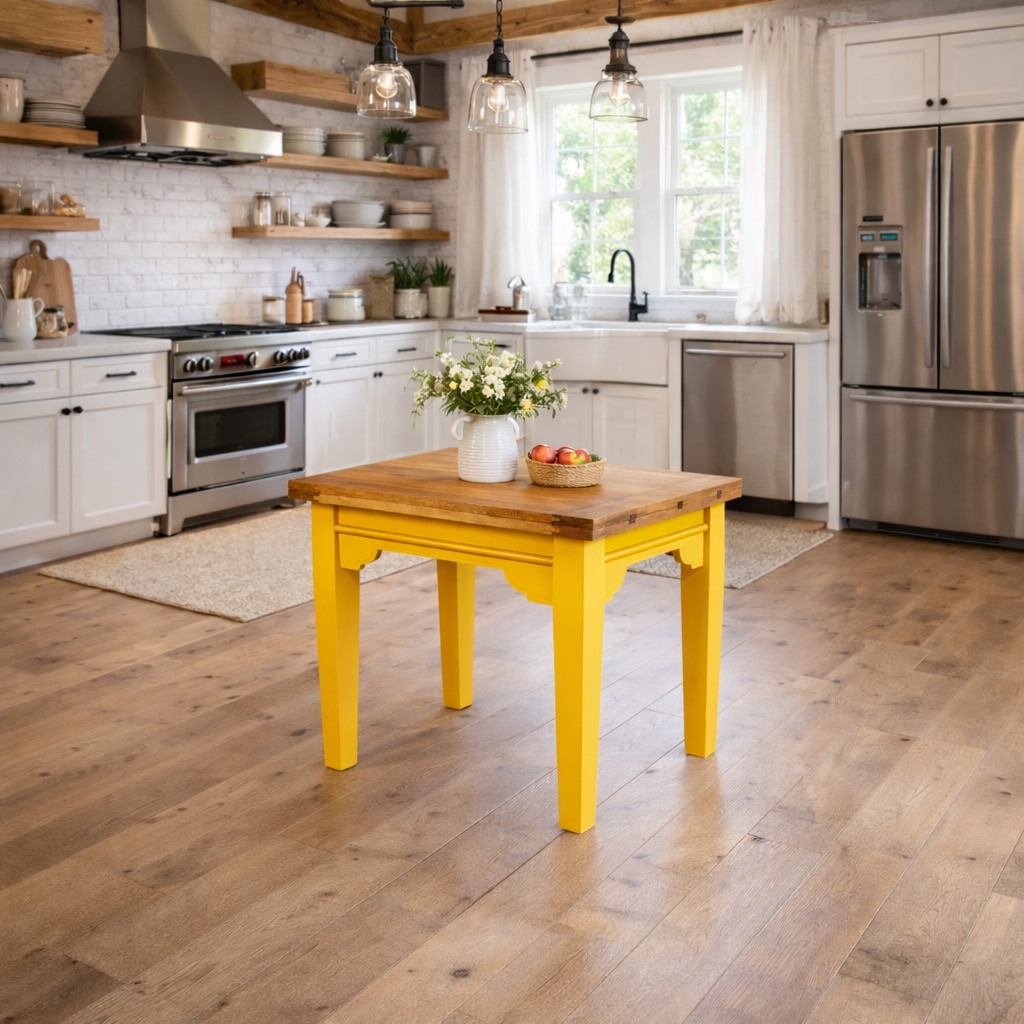 Tapered Leg Extending Farmhouse Dining Table to Seat Eight People - Modern Rustic Style