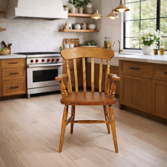 Pair of Slat Back Carver Chairs Rustic Antique Oil Finish